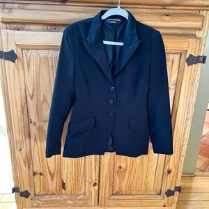 Norma Kamali Blazer Single Breasted Fitted Waist Lined Pockets Black Size 6